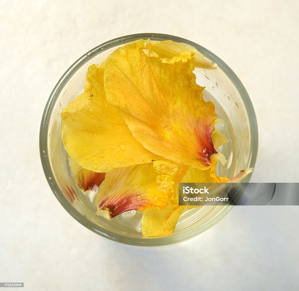 Jaune des pétales de fleurs de verre au-dessus de l'eau - Photo de Boisson rafraîchissante libre de droits