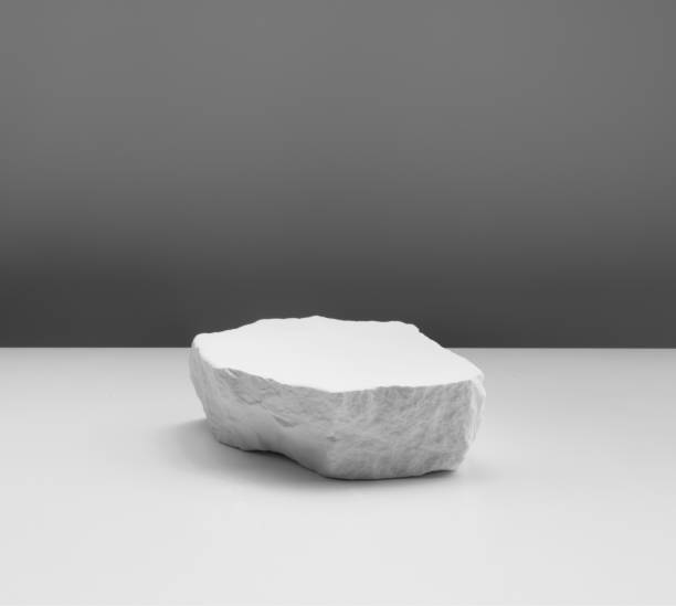 istock Selective focus.sandstone top product display platform in black and white color 1752335548