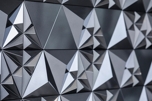 Triangle Shaped 3D Wall ConceptClose-Up View Of Triangular Shapes On Three-Dimensional Wall