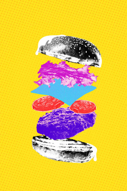 istock Poster. Contemporary art collage. Modern pattern. Colorful paper creatively designed cups against vivid violet background. 1752337965