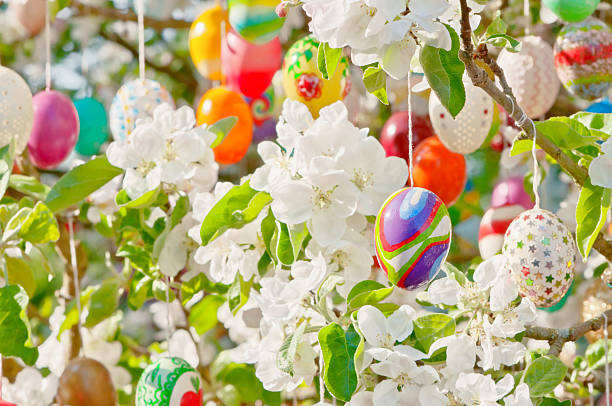 istock Colorful handmade Eastereggs on an apple tree 175234627