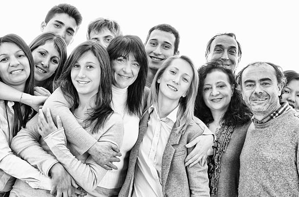 Happy Team Unity.Black and white.Vintage Style.