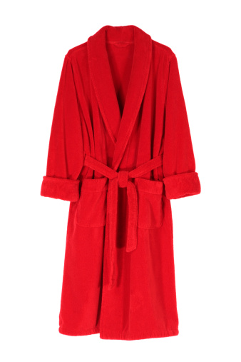 Red bathrobe isolated on white.