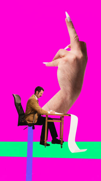 istock Man, employee sitting at table and emotionally, with anger, writing quitting papers. Giving up job. Contemporary art collage 1752351040