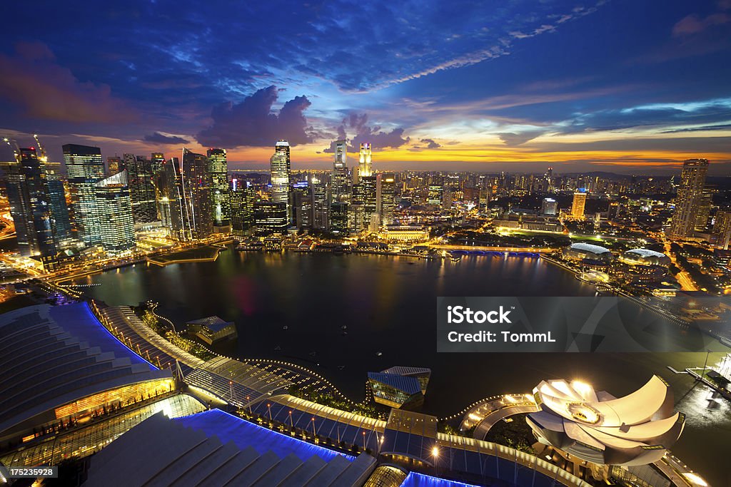 シンガポールのパノラマ - イルミネーションのロイヤリティフリーストックフォト