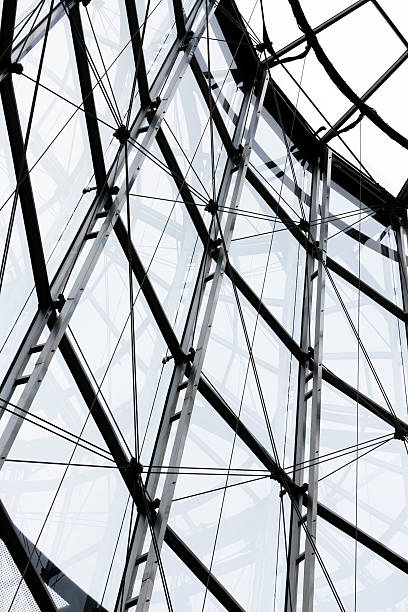 istock Low angle view of glass wall with metal structure 175236117