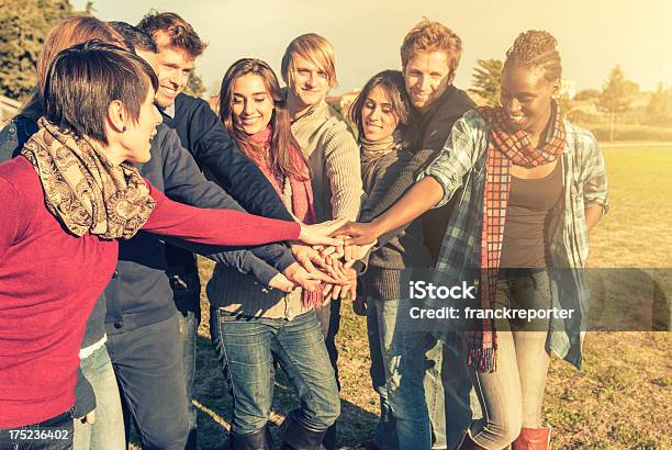 Pilha De Mãospessoas Amizade - Fotografias de stock e mais imagens de Grupo multiétnico - Grupo multiétnico, Mãos Juntas, Adolescente