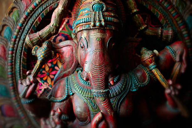 Ganesh Detail of an old Ganesh sculpture. ganesha stock pictures, royalty-free photos & images