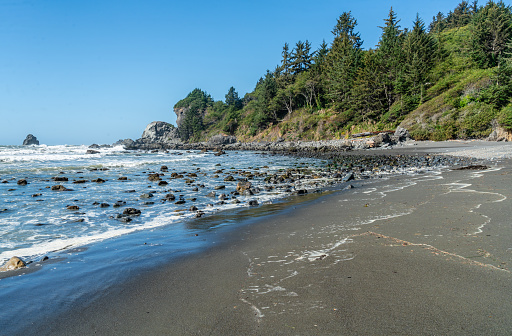A landscape view of the coast of Northern California.