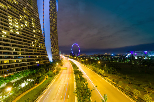 Night view of Financial district singapore at marina bay