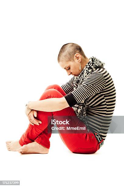 Concerned Young Woman Stock Photo - Download Image Now - Depression - Sadness, Profile View, Sitting