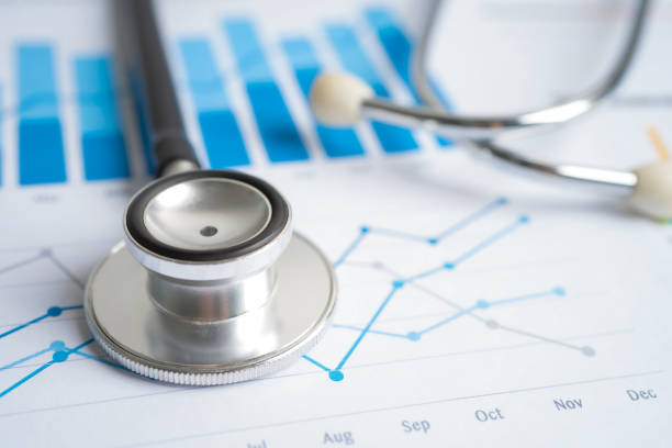 istock Stethoscope on graph paper, Finance, Account, Statistics, Investment, Analytic research data economy and Business company concept. 1752377799