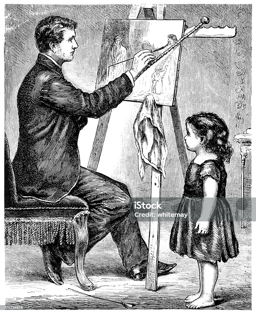 Little Girl Modelling For A Victorian Artist Stock Illustration - Download  Image Now - Engraved Image, Engraving, 1880-1889 - iStock