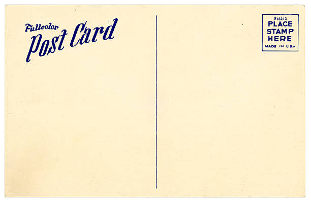 The back of an vintage postcard