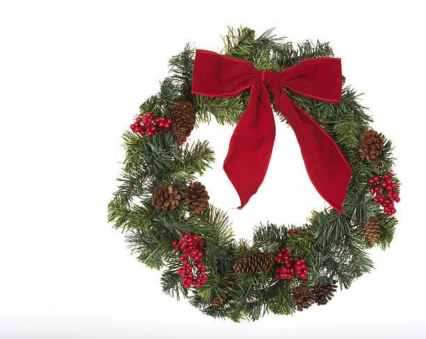 istock Colorful Christmas Wreath with Bow Berries and Pinecones 175239704