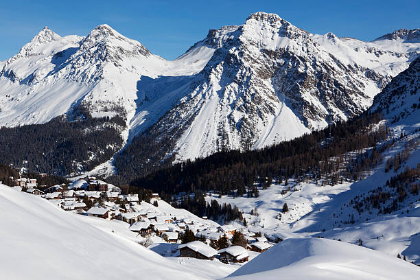 Winter dream Winter in the Swiss Alps, Arosa Village, Switzerland. arosa stock pictures, royalty-free photos & images