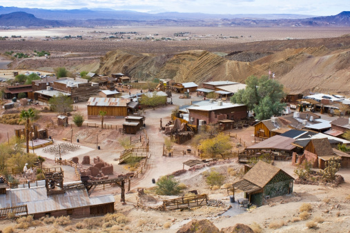 Photo of Calico Ghost Town. Viewed of above the mountain.