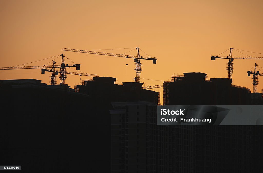 Baustelle gegen Sonnenuntergang - Lizenzfrei Abenddämmerung Stock-Foto