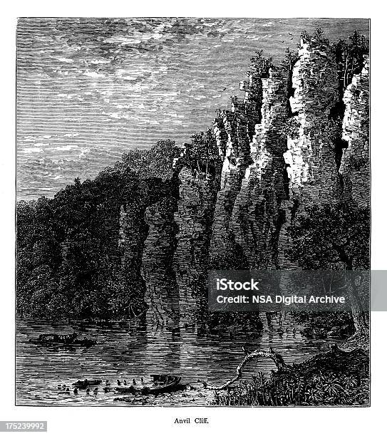 Kowadło Cliff Wirginia Drewno Grawerunek - Stockowe grafiki wektorowe i więcej obrazów Dolina - Dolina, New River - dopływ rzeki Kanawha, Rzeka