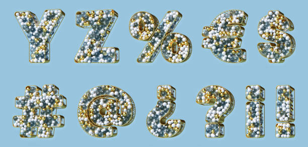 istock Balls typeset 3D in gold, white and crystal. 1752404210