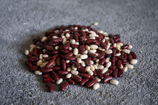 Close up of red and white beans, vegetarian food