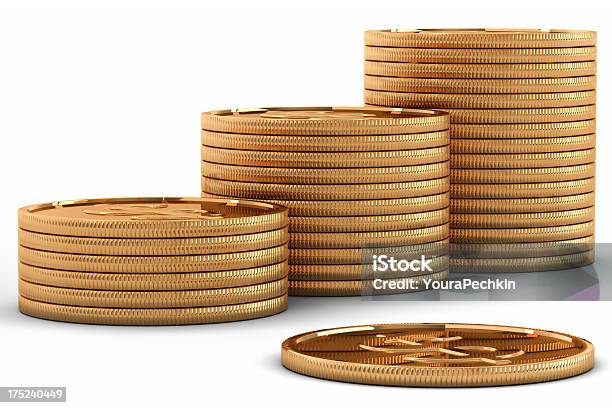 Gold Coins Sent 3d Stock Photo - Download Image Now - Euro Symbol, Three Dimensional, White Color