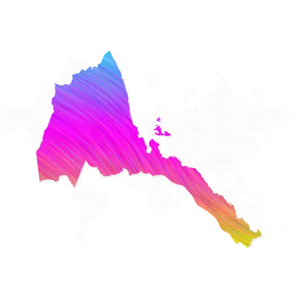 Vector illustration of Eritrea map in colorful halftone gradients. Future geometric patterns of lines abstract on white background