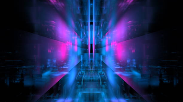 istock Futuristic abstract light background, technology design, glowing modern neon light, bright line space. 3d render 1752406681