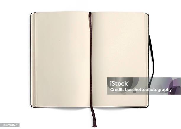 Foto de Em Branco Livro Aberto Com Páginas Em Branco Do Bloco De Notas e mais fotos de stock de Caderno de Anotação