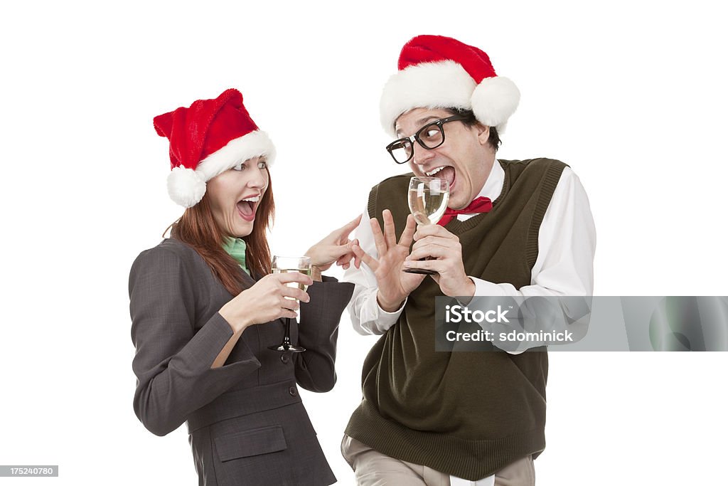 Donna Flirtare con Secchione collega al Party di Natale - Foto stock royalty-free di 35-39 anni
