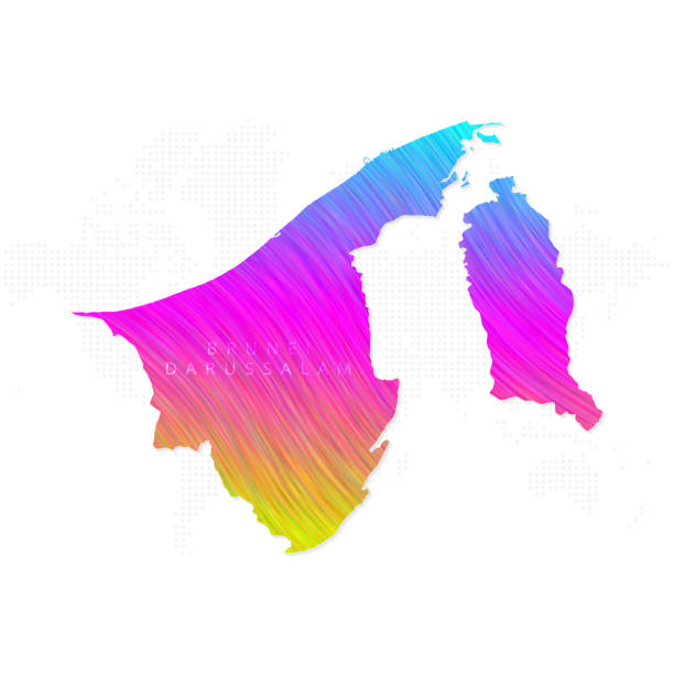 istock Brunei Darussalam map in colorful halftone gradients. Future geometric patterns of lines abstract on white background 1752414456