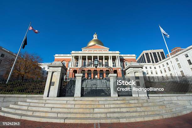 Massachusetts State House Stock Photo - Download Image Now - Massachusetts, Architectural Column, Blue