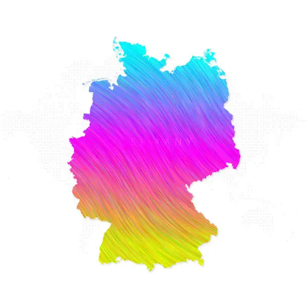 Vector illustration of Germany map in colorful halftone gradients. Future geometric patterns of lines abstract on white background