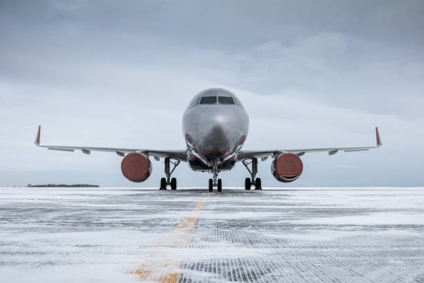 istock Passenger jetliner on the airport apron at winter 1752430148