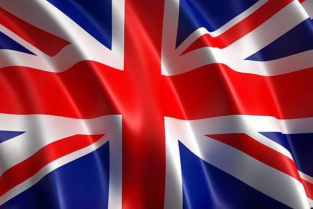 bandiera regno unito - british flag english flag textile oscillating foto e immagini stock