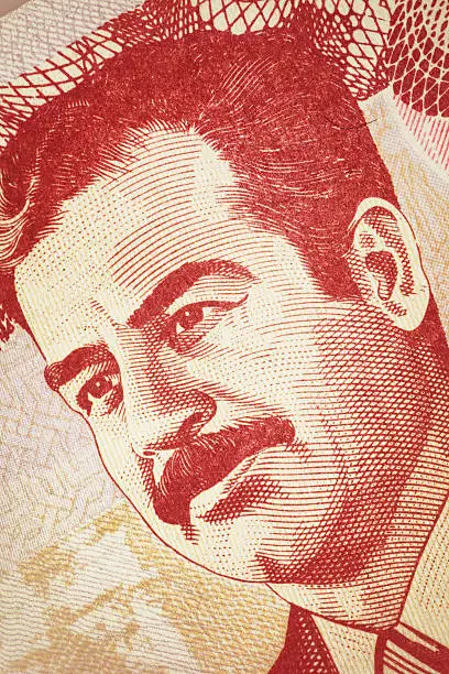 Close-up of  portrait of Saddam Hussein on Iraqi Dinar Note. High resolution photo taken with Canon 5D Mark II and Sigma lens.