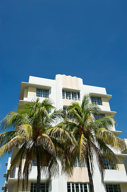 istock Miami Beach Art Deco Building Palm Trees and Blue Sky 175243991