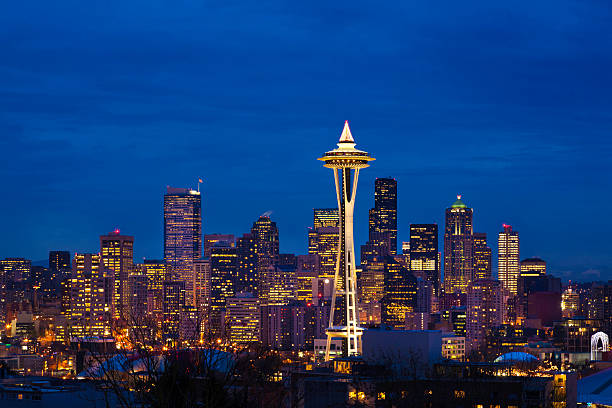 istock Seattle skyline night at Christmas 175244001