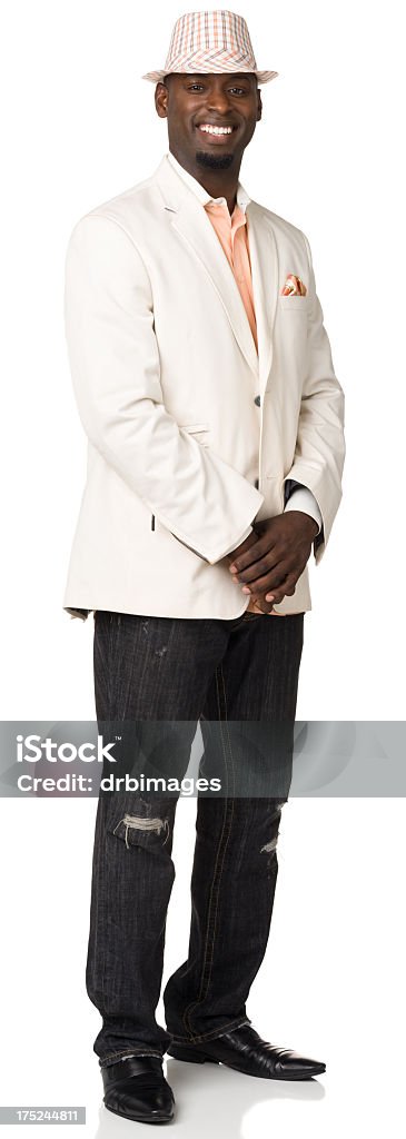 Happy Man Standing Portrait Portrait of a man on a white background. 30-34 Years Stock Photo