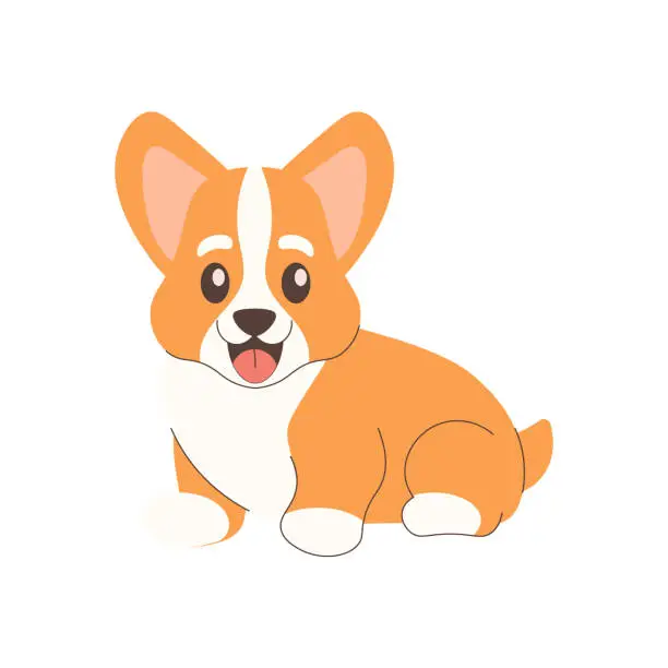 Vector illustration of Doggie, corgi Pet adoption, Help homeless animals find