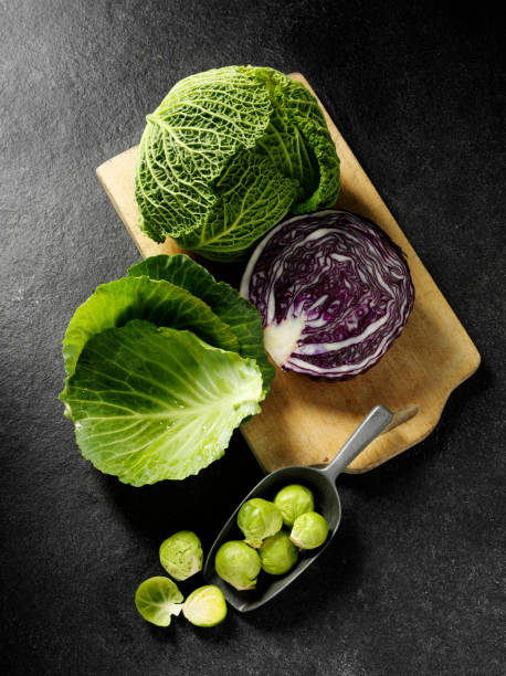 Brussels Sprouts and Cabbages stock photo