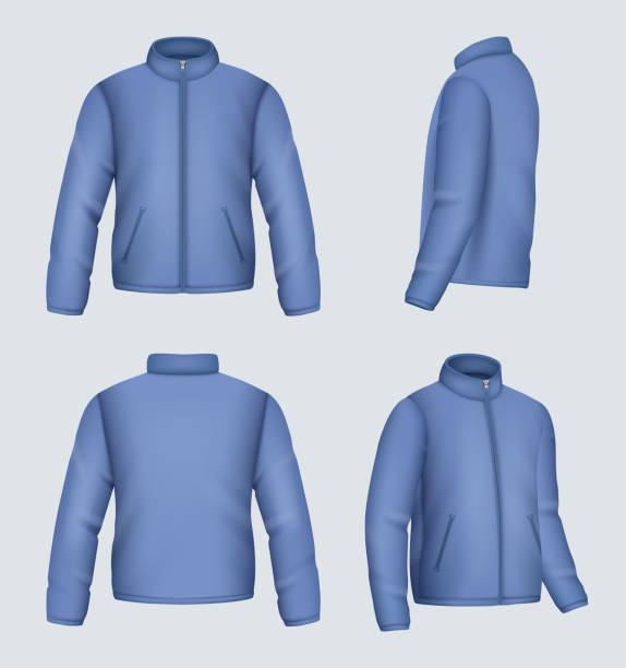 istock Winter jacket. Clothes mockup template of winter men wear decent vector realistic jacket 1752451511