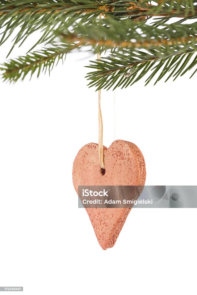Ramoscello di Natale decorazione con cuore - Foto stock royalty-free di Abete