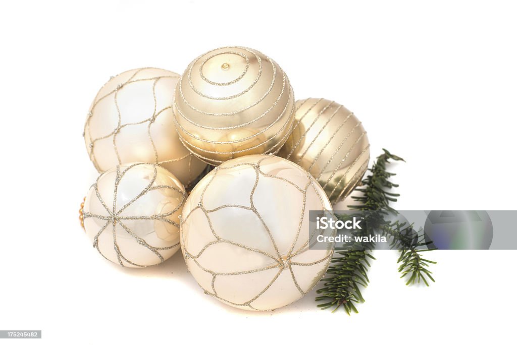 Decorações comuns de Natal dourado/branco - Foto de stock de Alegria royalty-free