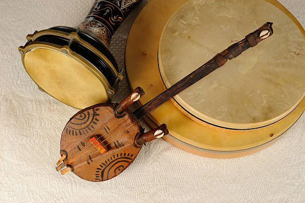 Kora Bendir and Darabukka African music instruments. african musical instrument stock pictures, royalty-free photos & images