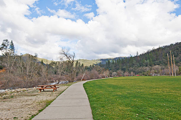 A landscape view of a walking park