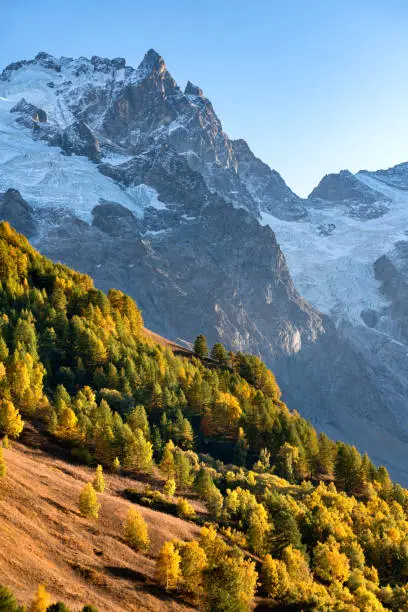 La Meije glacier in the Ecrins National Park. Hautes-Alpes (05), France