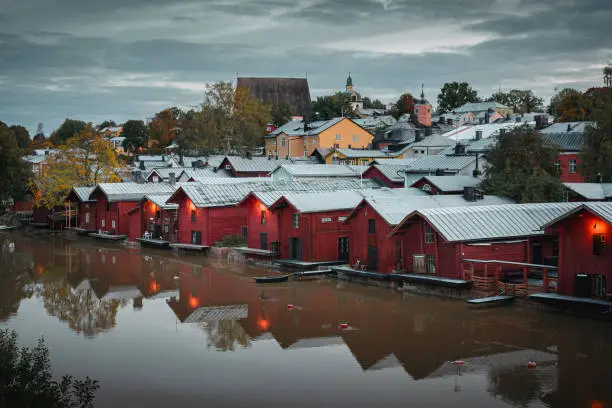 Houses in the old town of Porvoo, Finland