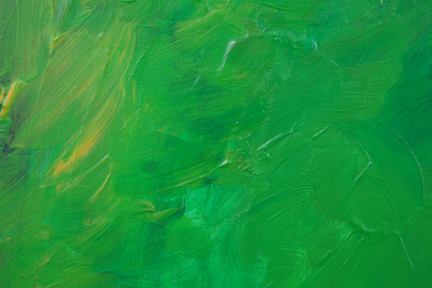 abstrato verde e amarela pintura - oil painting fine art painting abstract brush stroke imagens e fotografias de stock