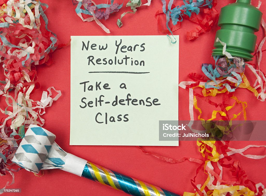 Resolução de Ano Novo: Pegue a auto-defesa de - Foto de stock de Autodefesa royalty-free